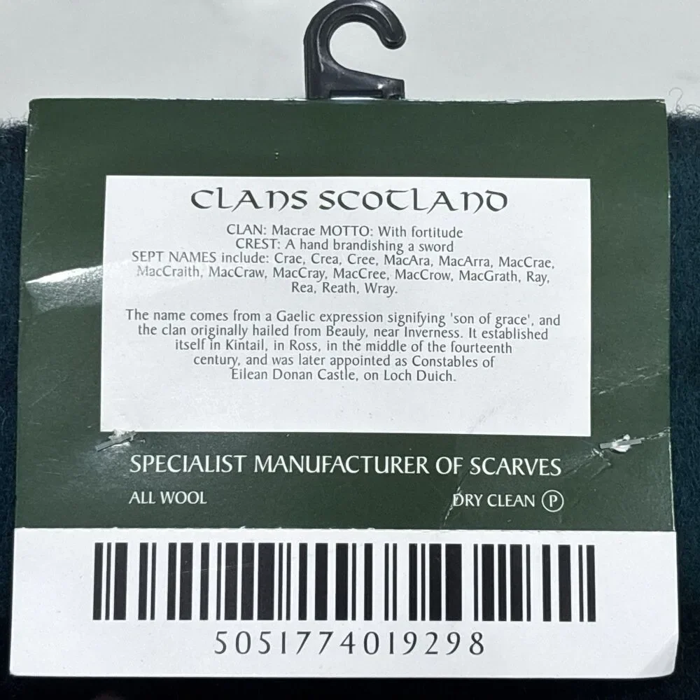 Clans Scotland Lambswool Scarf Morrison Green Tartan Plaid